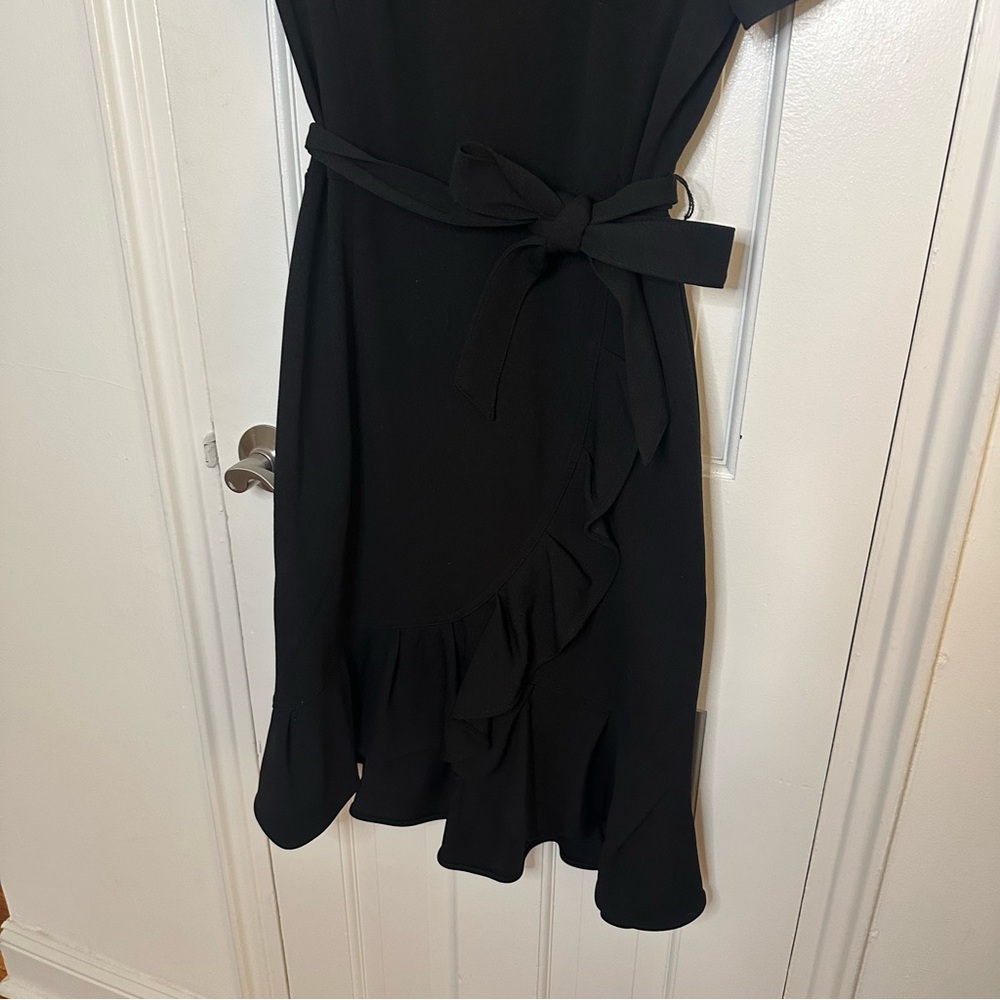 Calvin Klein Faux Wrap Dress Ruffle Hem Boat Neck Short Sleeve Office Workwear 8 - Picture 5 of 9